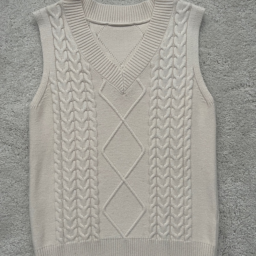 Elegant Cream V-Neck Sweater Vest